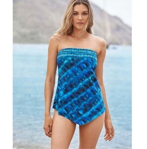 MIRACLESUIT The Beach Goes On Hankini TANKINI TOP Swimsuit Size 16